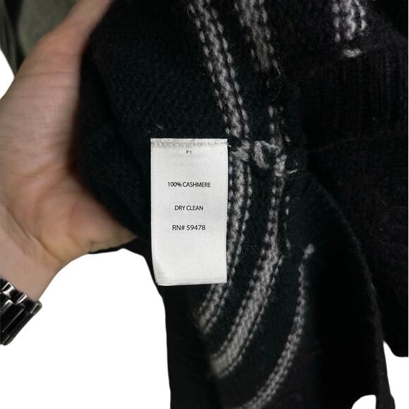 Max Studio Sweater Womens Medium Cashmere Tunic Cowl Neck Striped 3/4 Sleeve - Picture 7 of 10